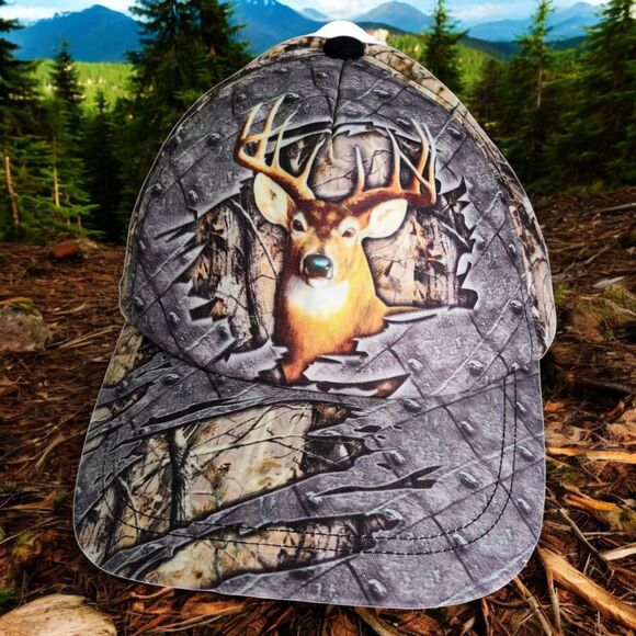 CleveFit Deer Woods Hunting Ballcap Hat Mens Adjustable Strapback Casual Travel - Picture 1 of 10